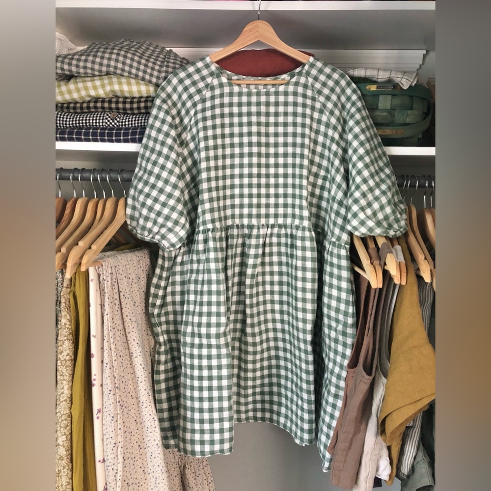 NWOT Linenfox Beth in Green Gingham